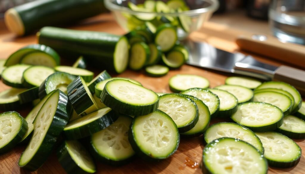 Préparation des courgettes pour quiche