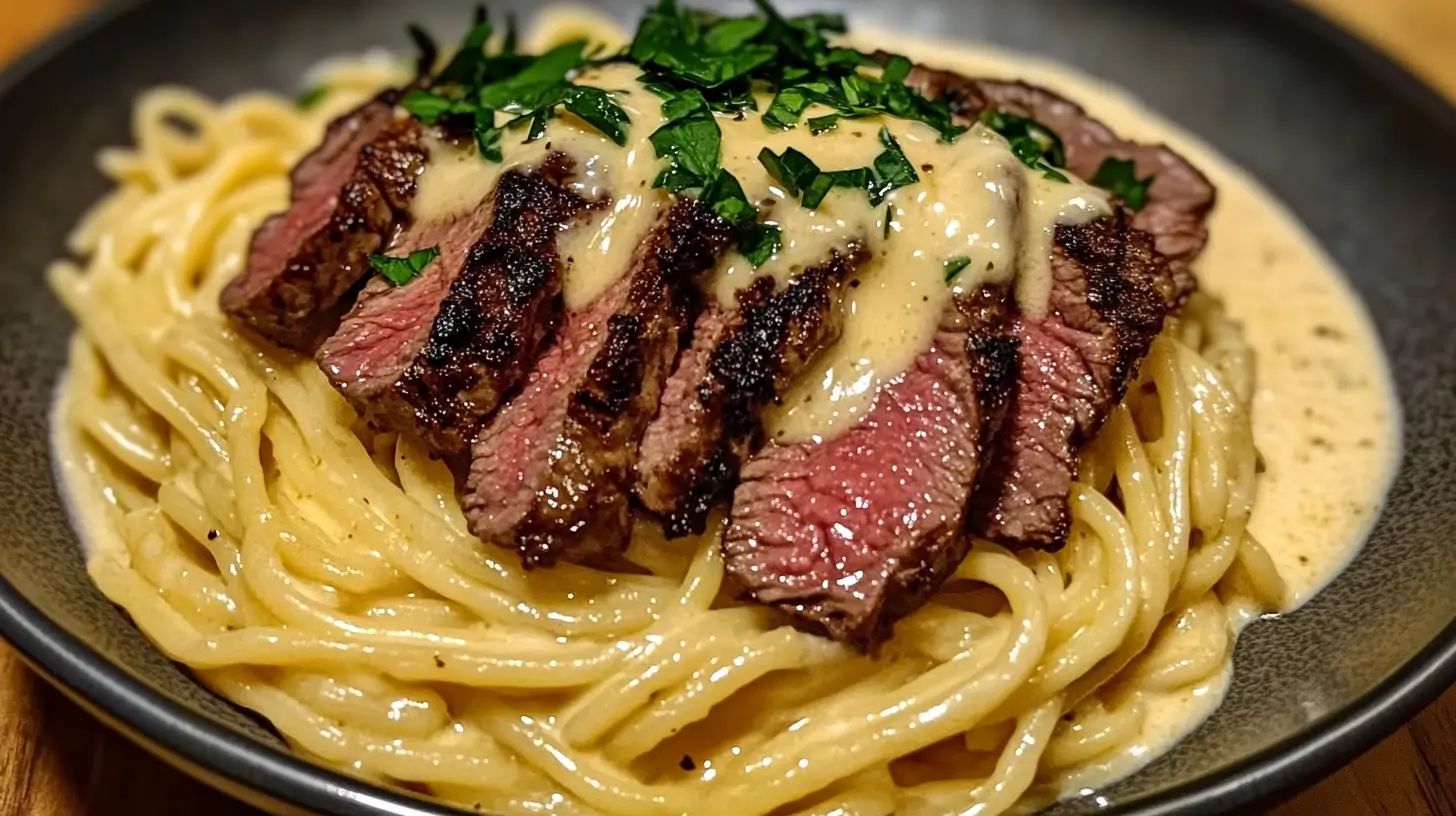Pâtes Alfredo au Steak Crémeux