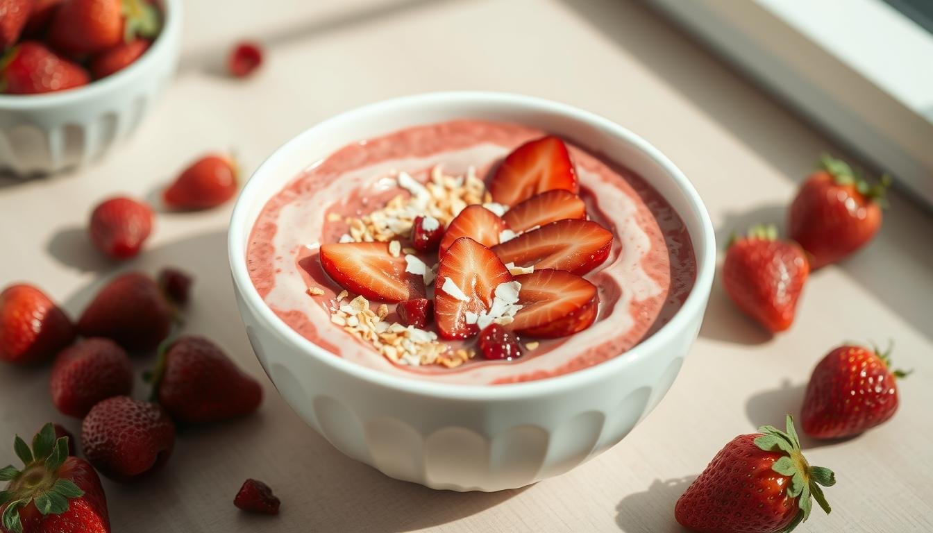 Bol de smoothie aux fraises