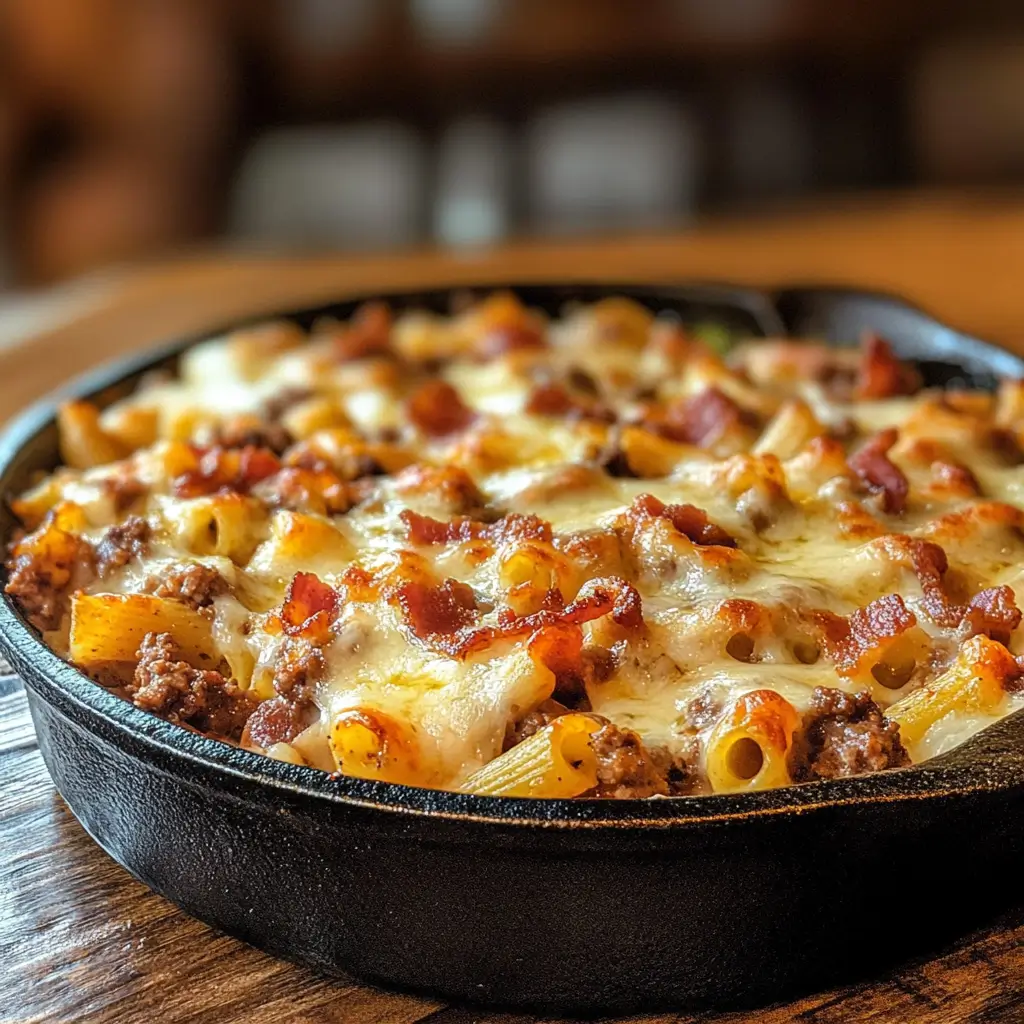 Pâtes au Bœuf, Bacon et Fromage