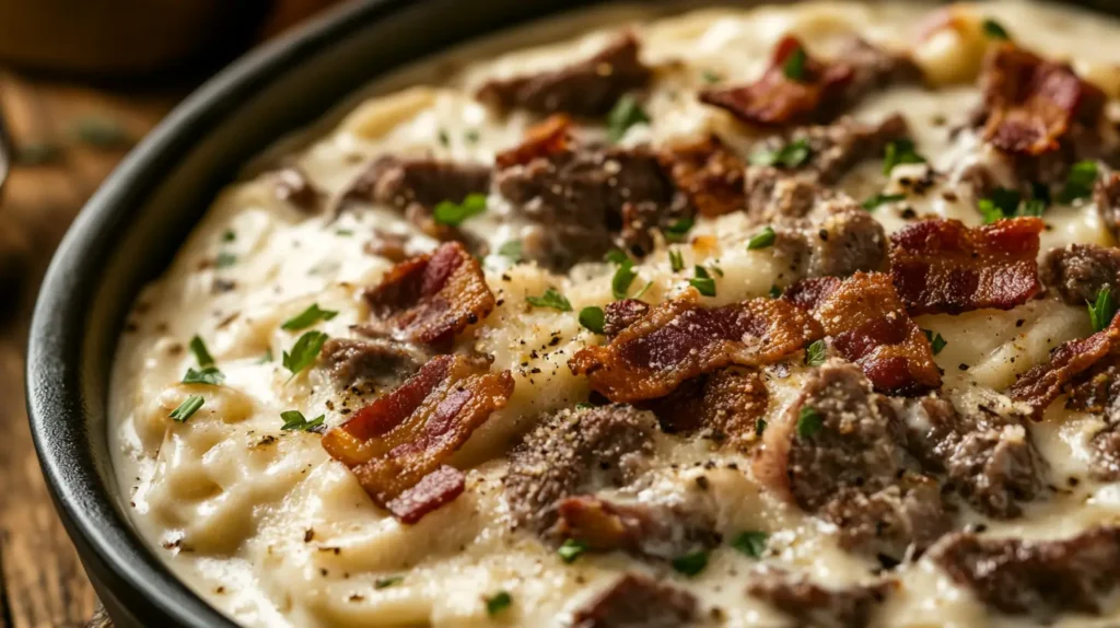 Pâtes Alfredo Burger au Bacon